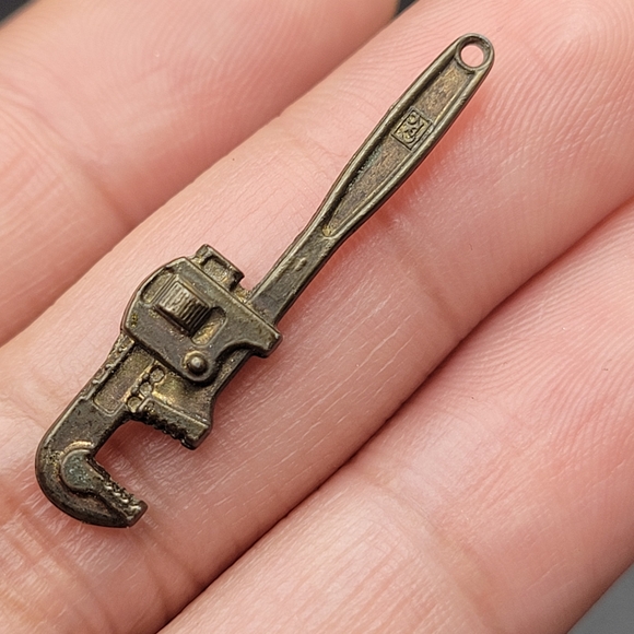 Vintage Brass Miniature Wrench Charm - Picture 3 of 6